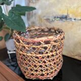 Large vintage Japanese old handmade wicker basket Ajiro weaving