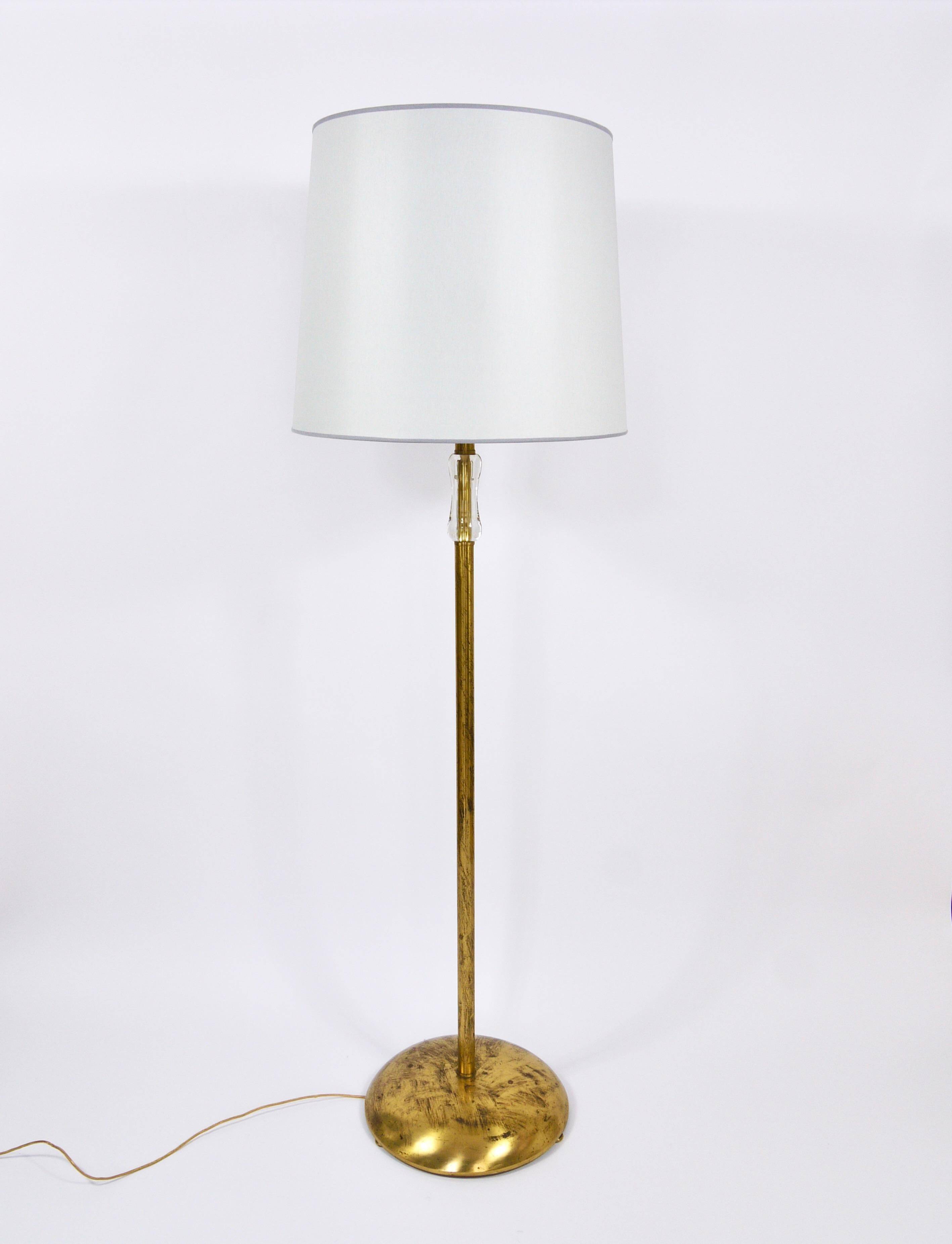 Bakalowits floor lamp from Vienna in solid brass with a glass handle, Austria, 1950s.