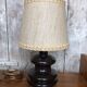 Old Brown Molded Glass Lamp + Beige Lampshade 70's Vintage #A832