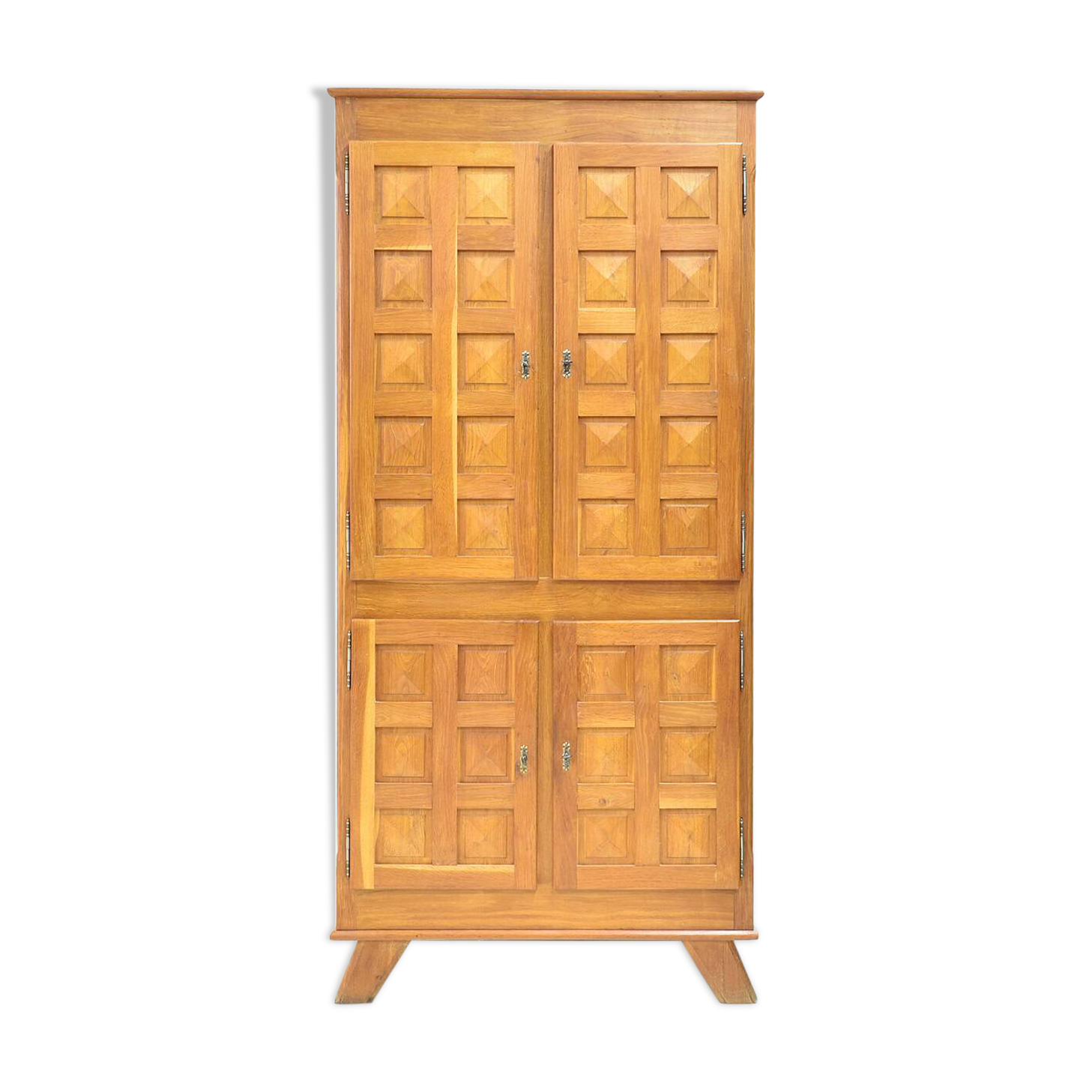 Vintage brutalist wardrobe in solid oak