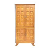 Vintage brutalist wardrobe in solid oak