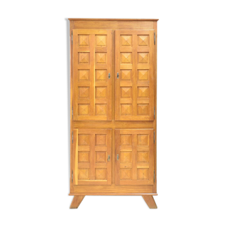 Vintage brutalist wardrobe in solid oak