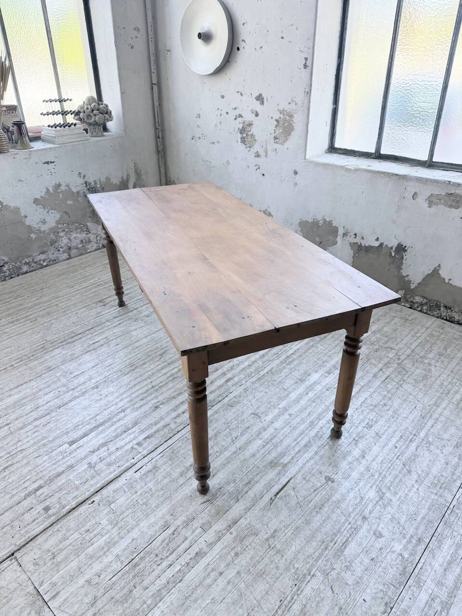 Bistro farmhouse table cherry wood turned legs 180cm