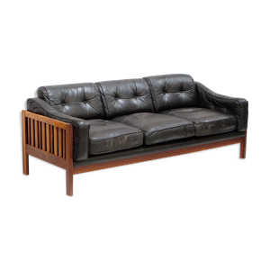 Canapé vintage en cuir - noir