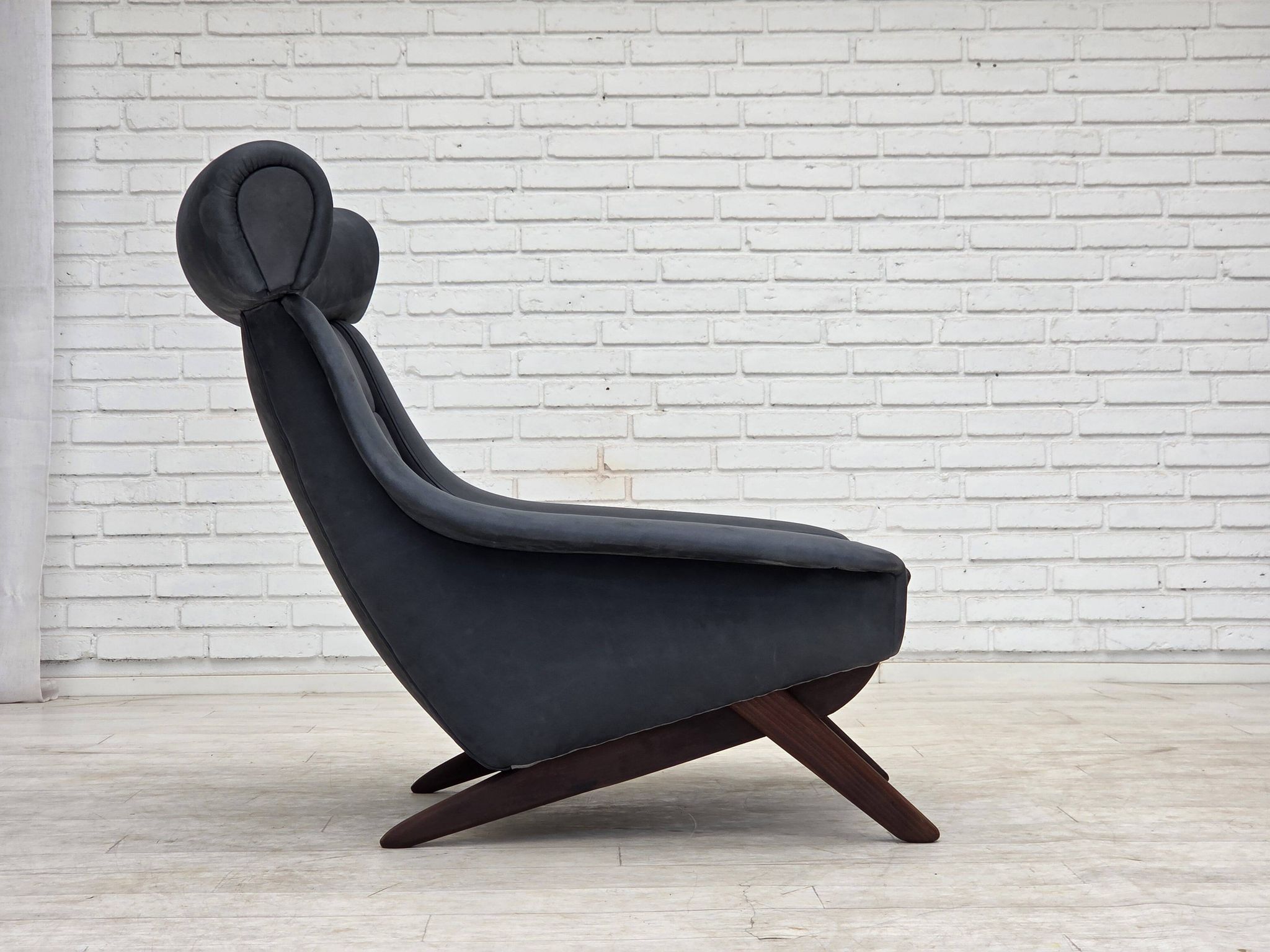 1970s, Danish design by Illum Wikkelsø, reupholstered armchair, leather.
