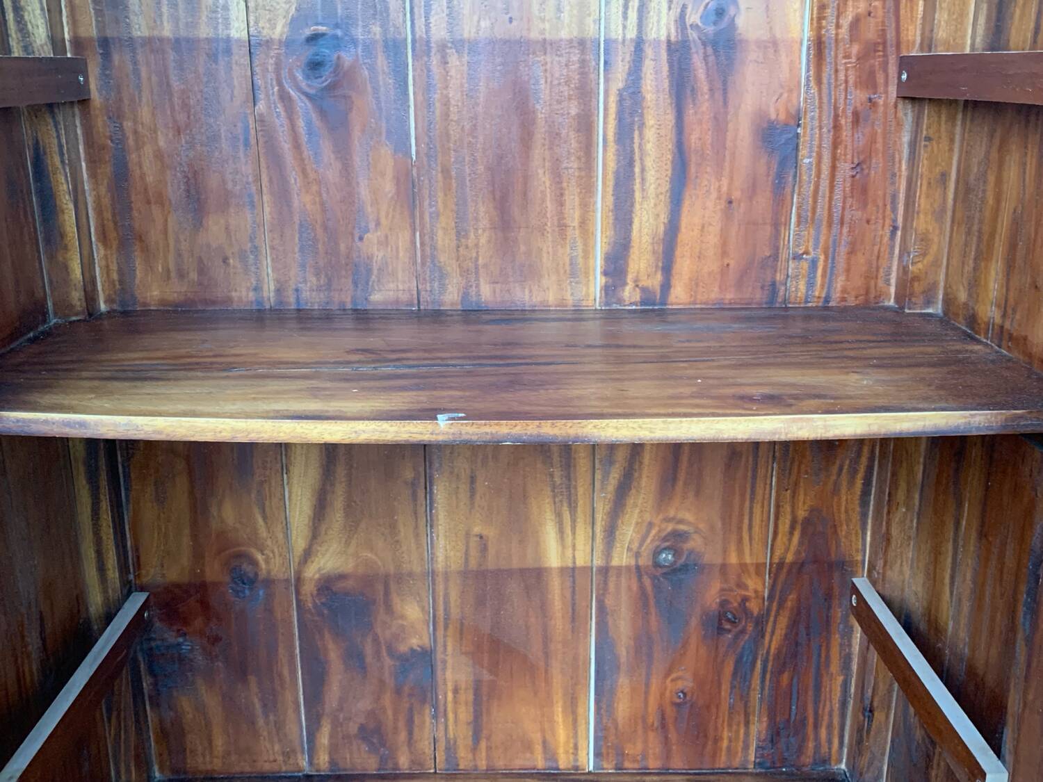 Parisian wardrobe in raw wood with engraved glass from 1920.