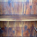 Parisian wardrobe in raw wood with engraved glass from 1920.