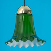 Green glass pendant by Peill & Putzler, Germany, 1970.