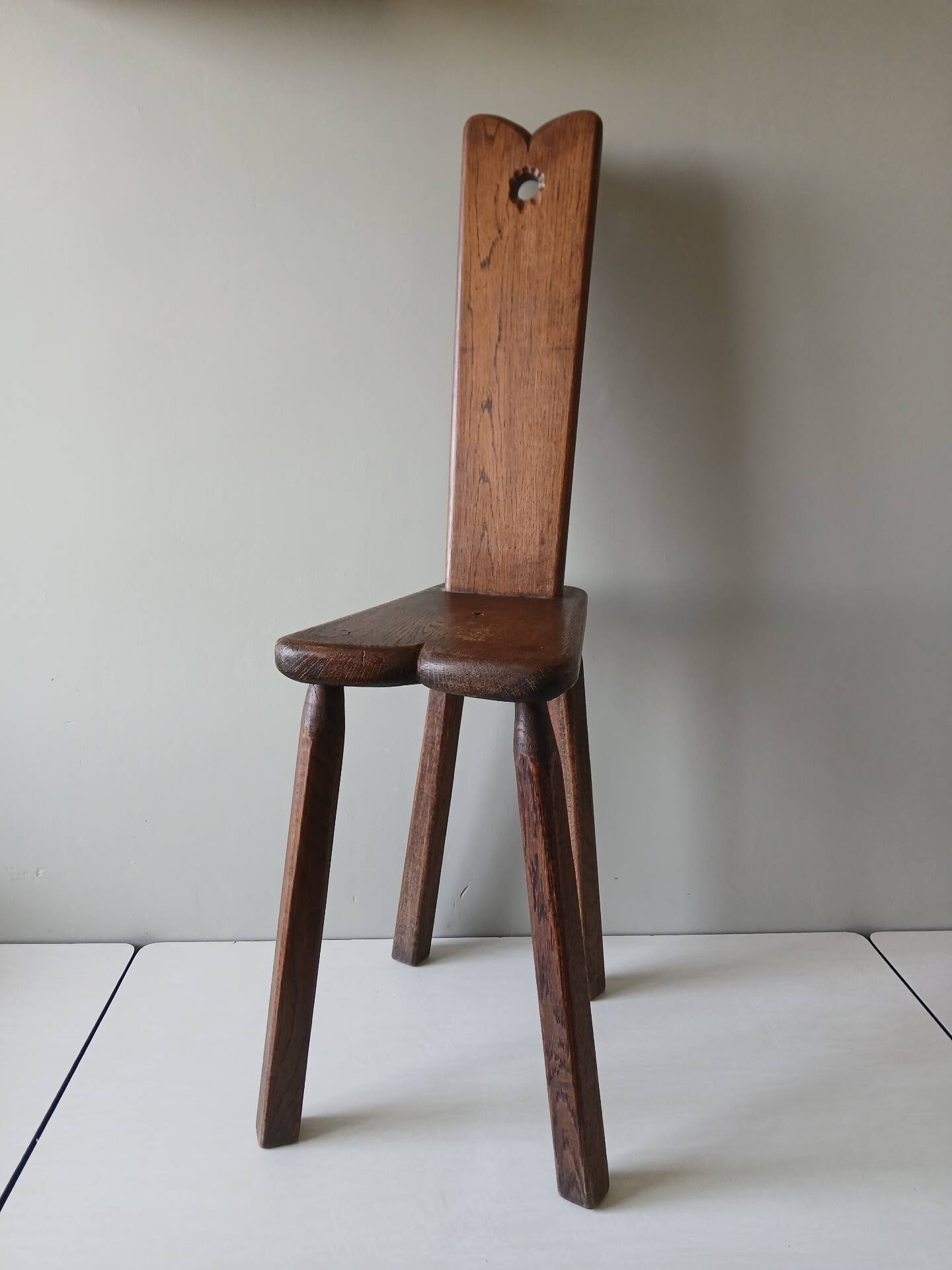 Antique Alpine peasant chair, Stabelle type, made of solid wood – 19th century.