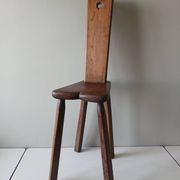 Antique Alpine peasant chair, Stabelle type, made of solid wood – 19th century.