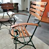 Chair for winter garden or veranda, early 20th, teak and wrought iron