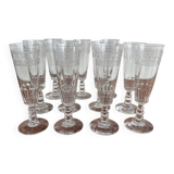 11 Baccarat Crystal Champagne Flutes, model 4770, 1907 catalogue