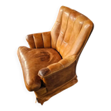 Sheep leather club chair 1970s with magazine holder