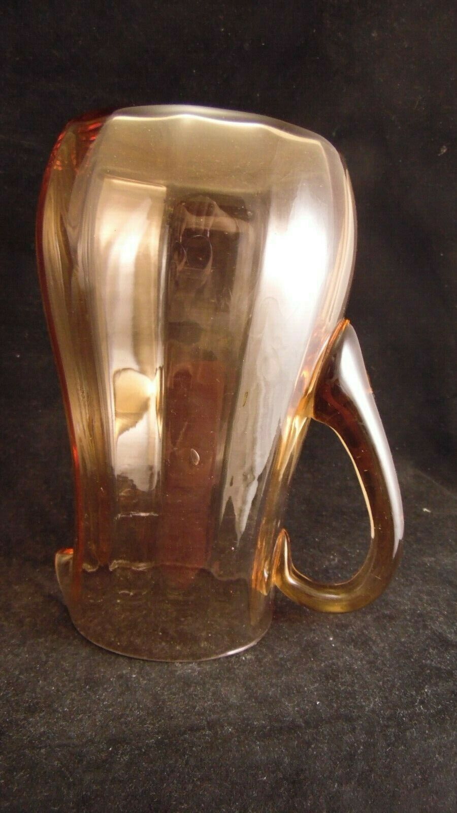 Vintage Parisian orangeade service in orange-blown glass jug with 6 glasses