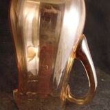 Vintage Parisian orangeade service in orange-blown glass jug with 6 glasses