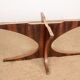 Oval coffee table in Carrara marble and rosewood, Hugues Poignant 1960
