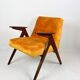 Fauteuil caméléon en or jaune attribué à jozef chierowski, 1970