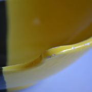 Bicolour ceramic cup in black and yellow signed Luc Vallauris 1950