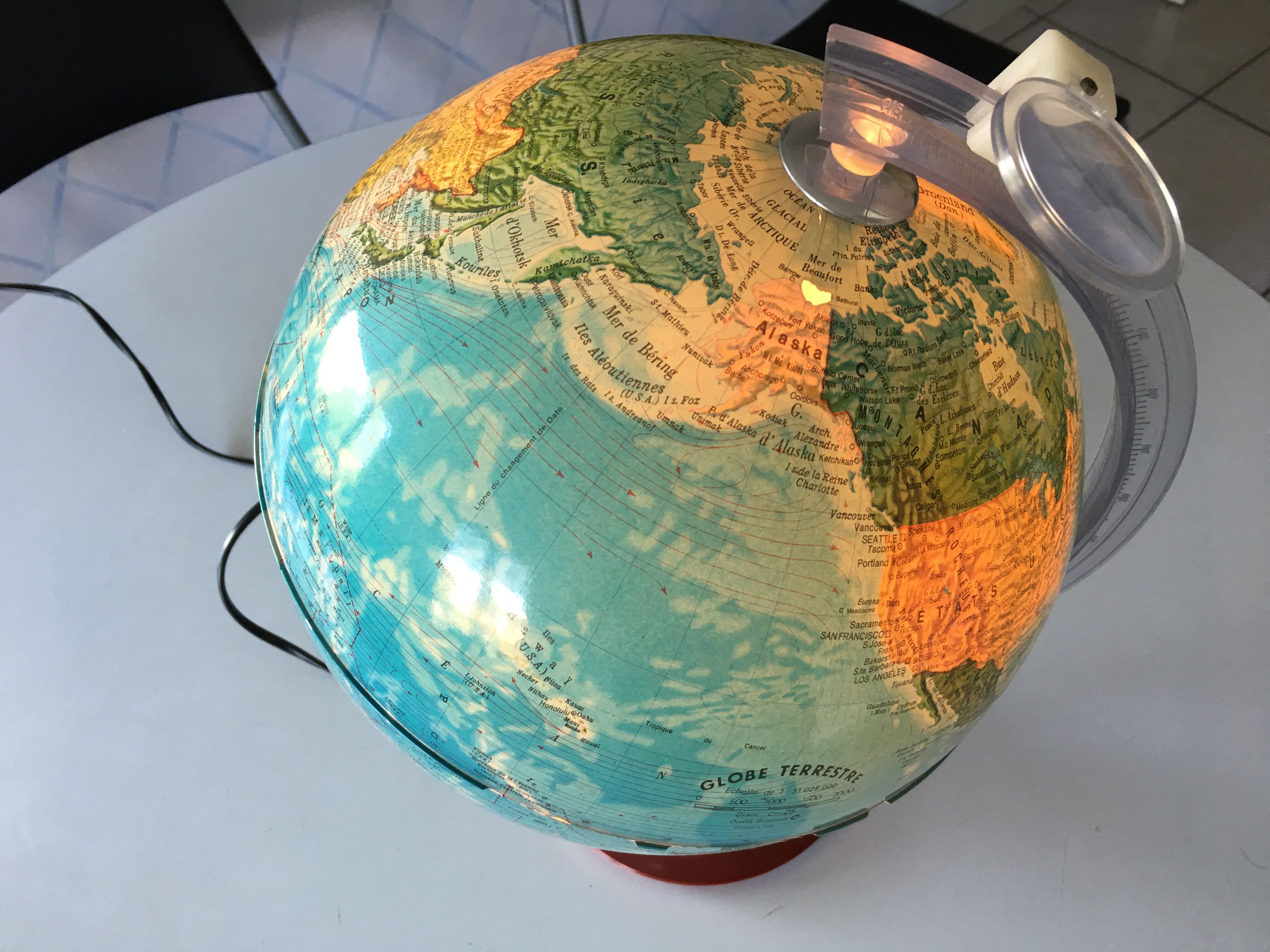 Mappemonde lumineuse années 70