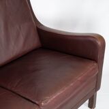 Two seater sofa, with red brown leather by Stouby Furniture