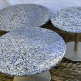 Trio de tables basses en granit et acier inoxydable