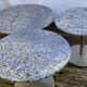 Trio de tables basses en granit et acier inoxydable