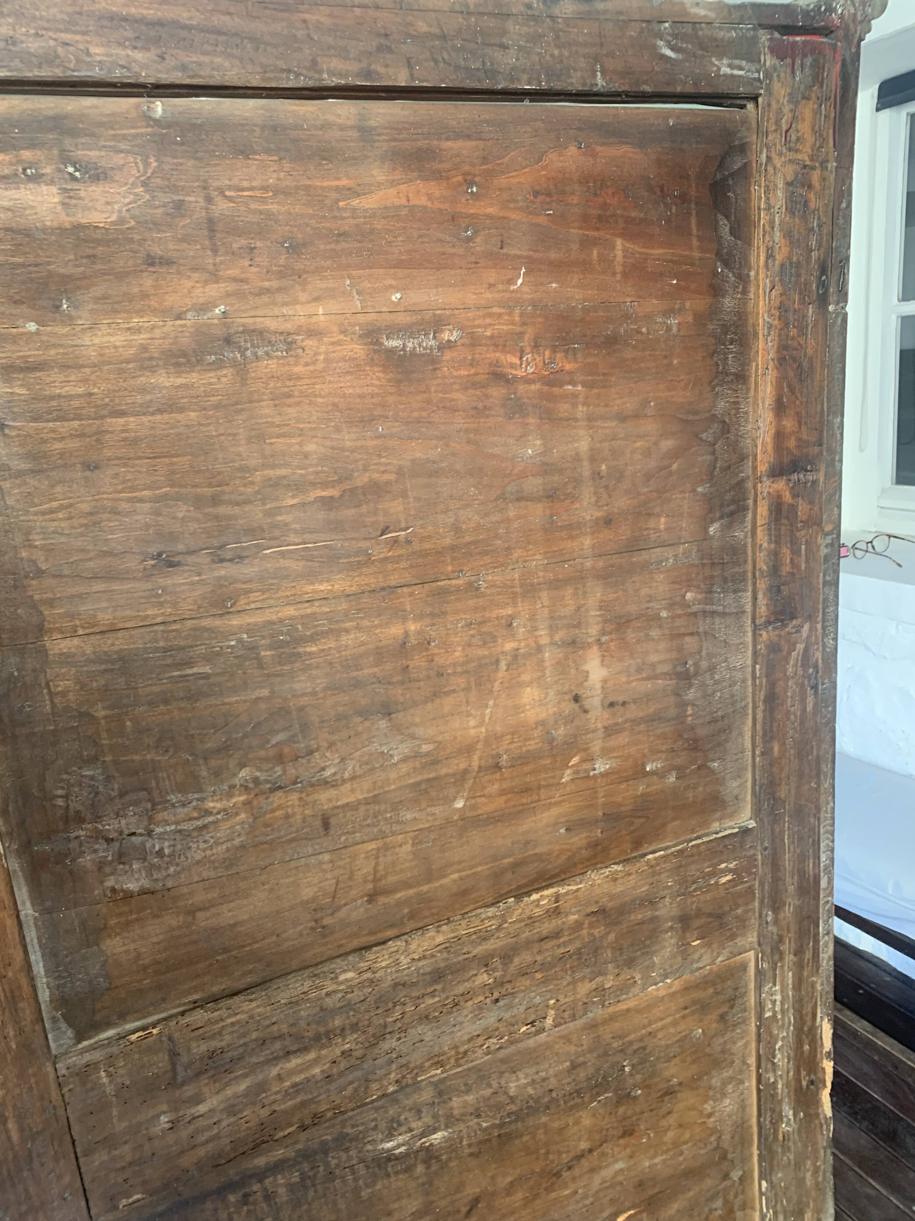 Antique tradesman's cupboard in walnut – mesh pantry – 19th century