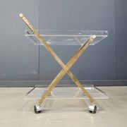 Vintage lucite and brass trolley, 1970s