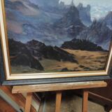 seaside painting with cliffs by Nicole Rigade (REF T1)