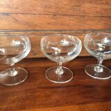 Set of five crystal champagne glasses
