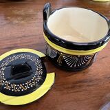 Ensemble déjeuner noir et jaune Henriot Quimper café et thé