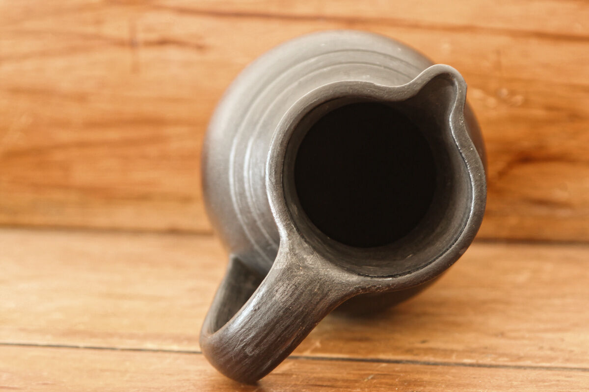 Black ceramic pitcher