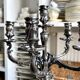 Flambeau, 6-light chandelier by Christofle in silver-plated metal, late 19th century.