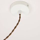 Suspension mid-century en laiton jaune et verre, italie
