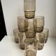 Lot de 10 verres à eau en verre fumé années 70