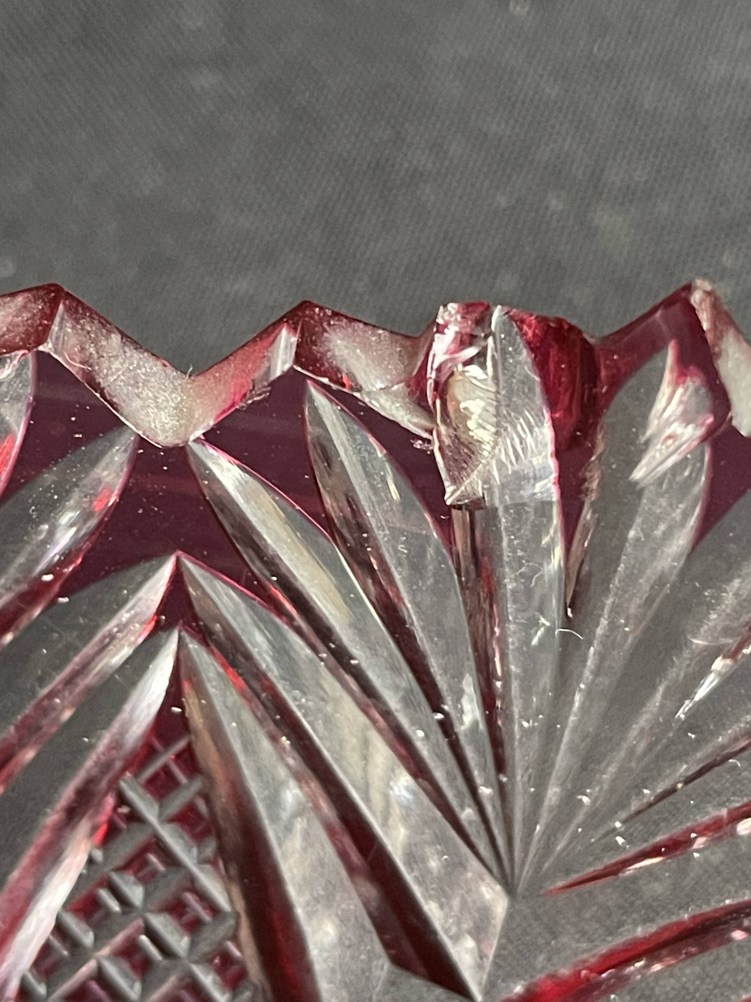 Overlay cut crystal salad bowl