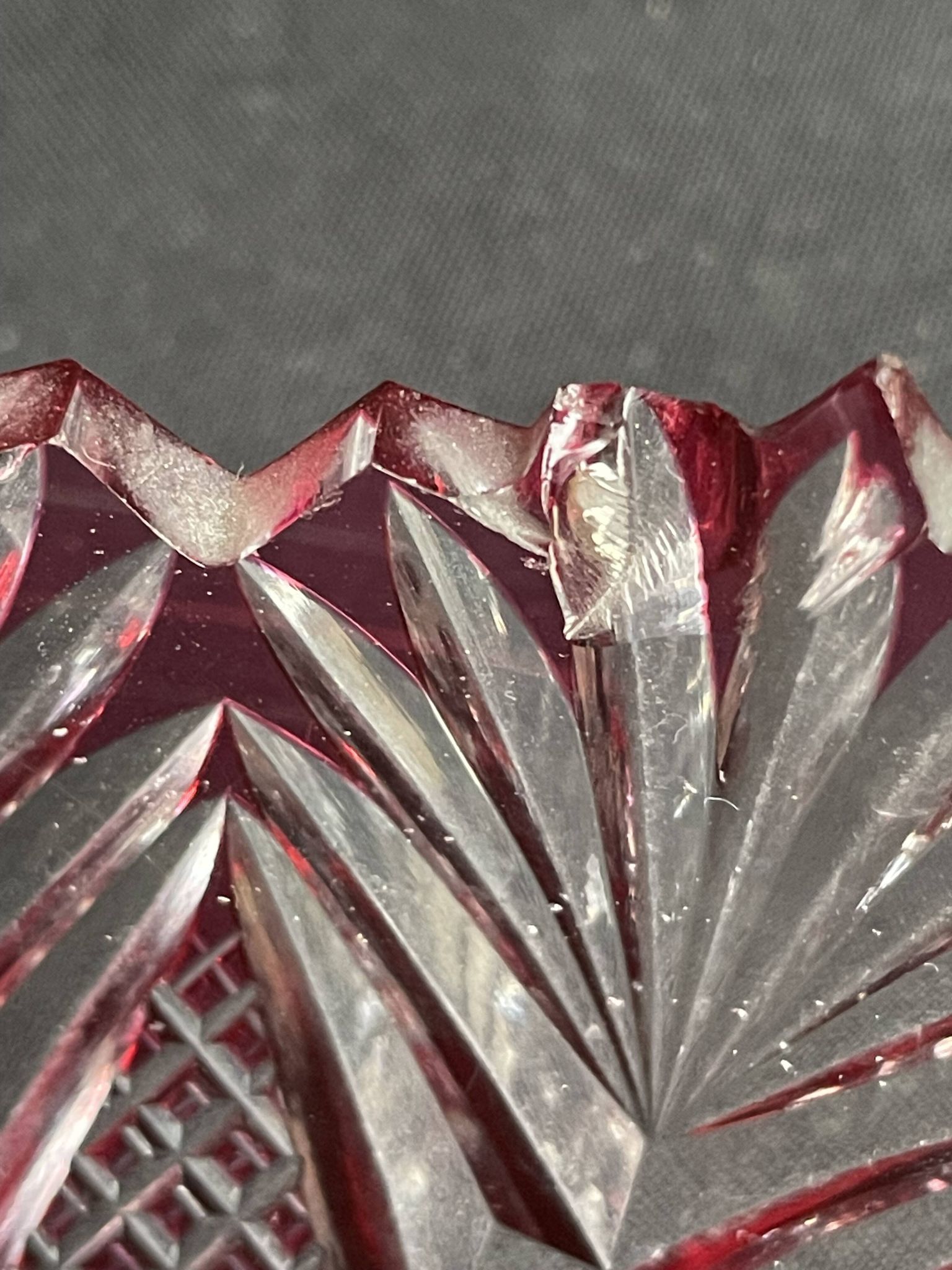Overlay cut crystal salad bowl
