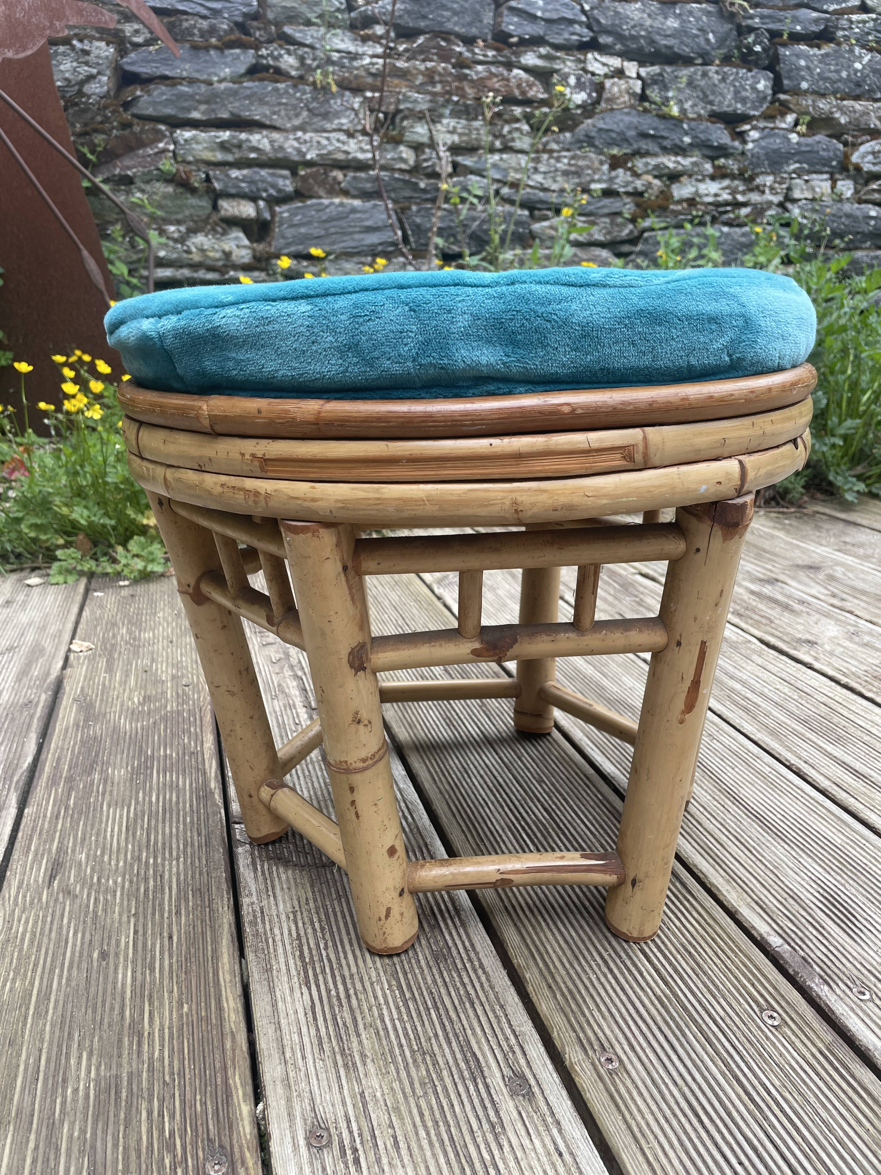 Vintage rattan pouf from the 60s
