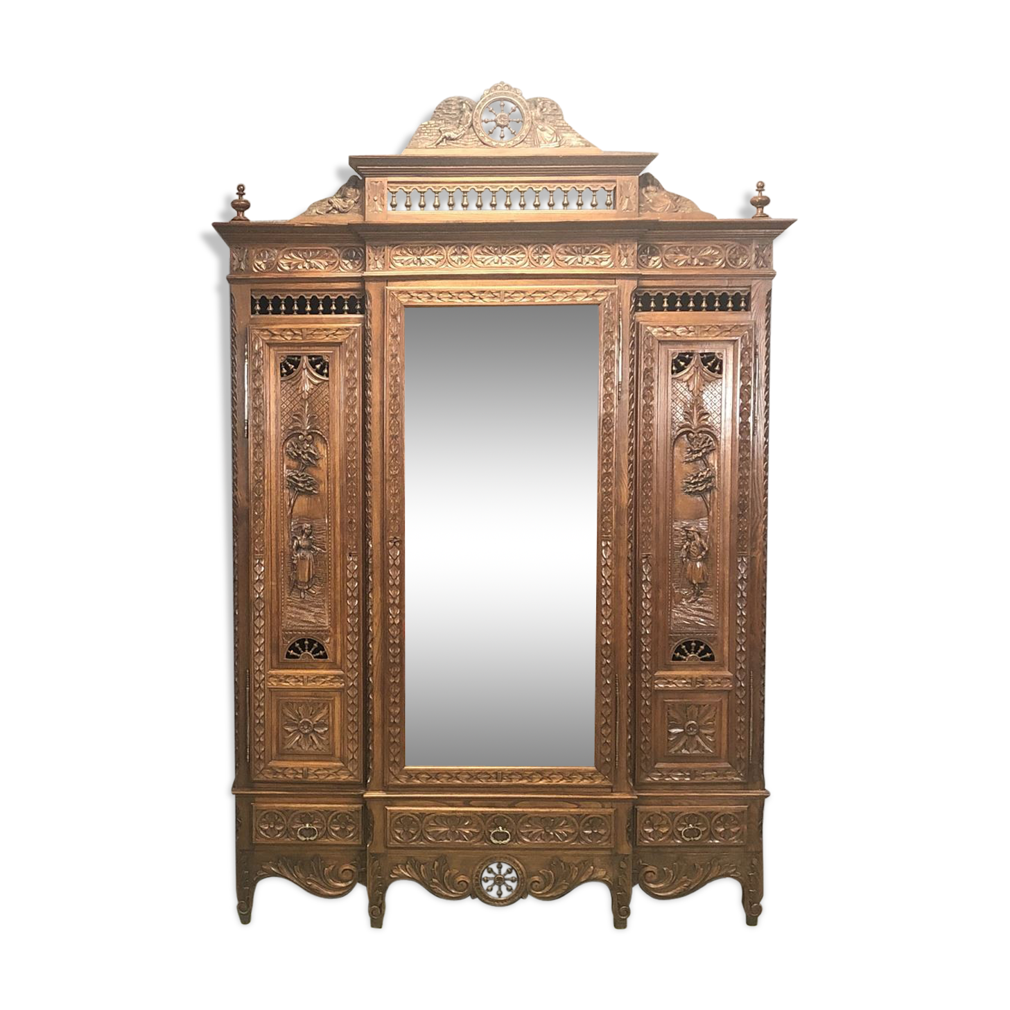 Armoire de mariage bretonne 3 portes début XXème Selency