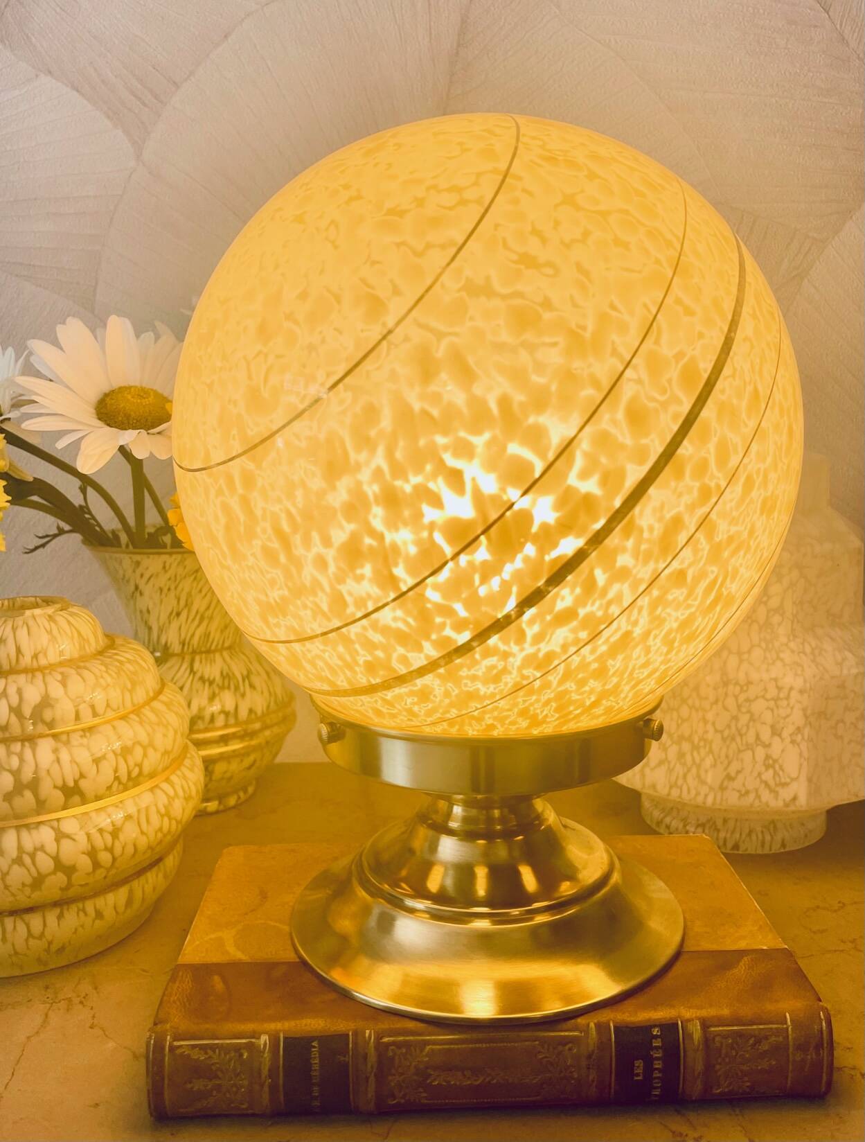 Yellow Clichy glass art deco lamp