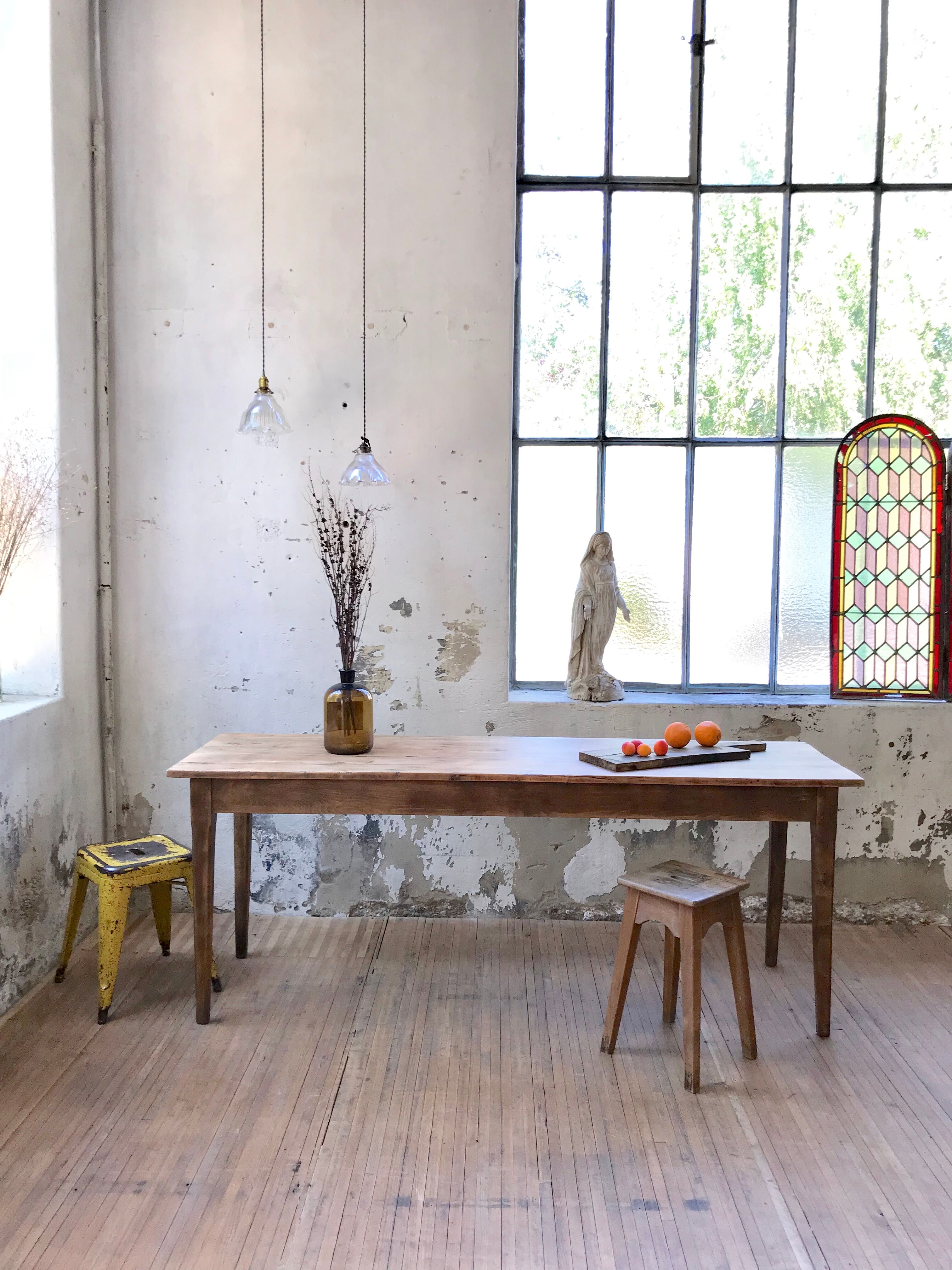 Table de ferme vintage en hêtre