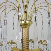 Chandelier, ceiling lamp crown in bronze or brass, 3 floors, 3 lights, glass grapevines. Year 90