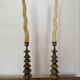 Pair of pagoda candlesticks in brass – Chinoiserie – 1960s-1970s