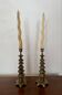 Pair of pagoda candlesticks in brass – Chinoiserie – 1960s-1970s