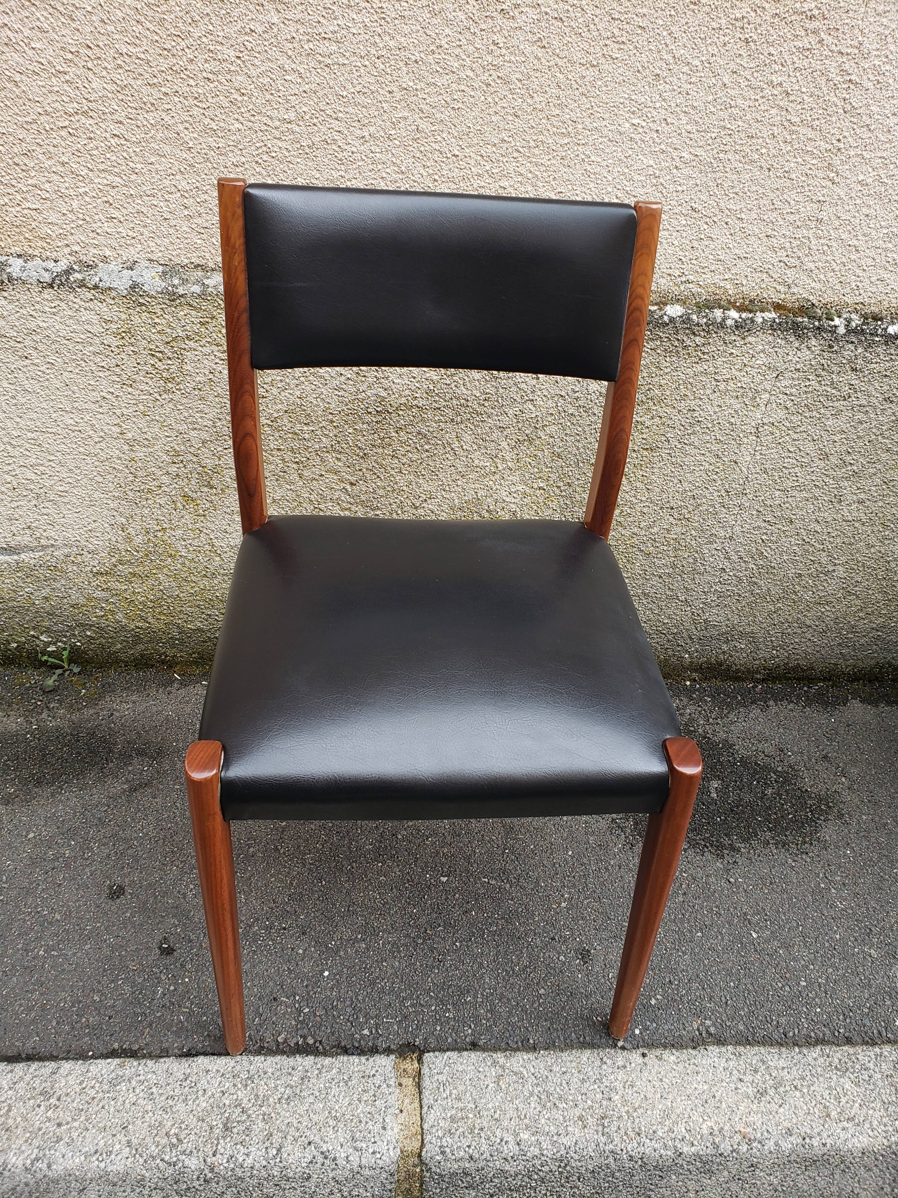 6 scandinavian black and beech chairs