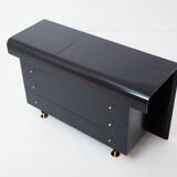Commode laquée noire laiton signée Pierre Cardin 1980