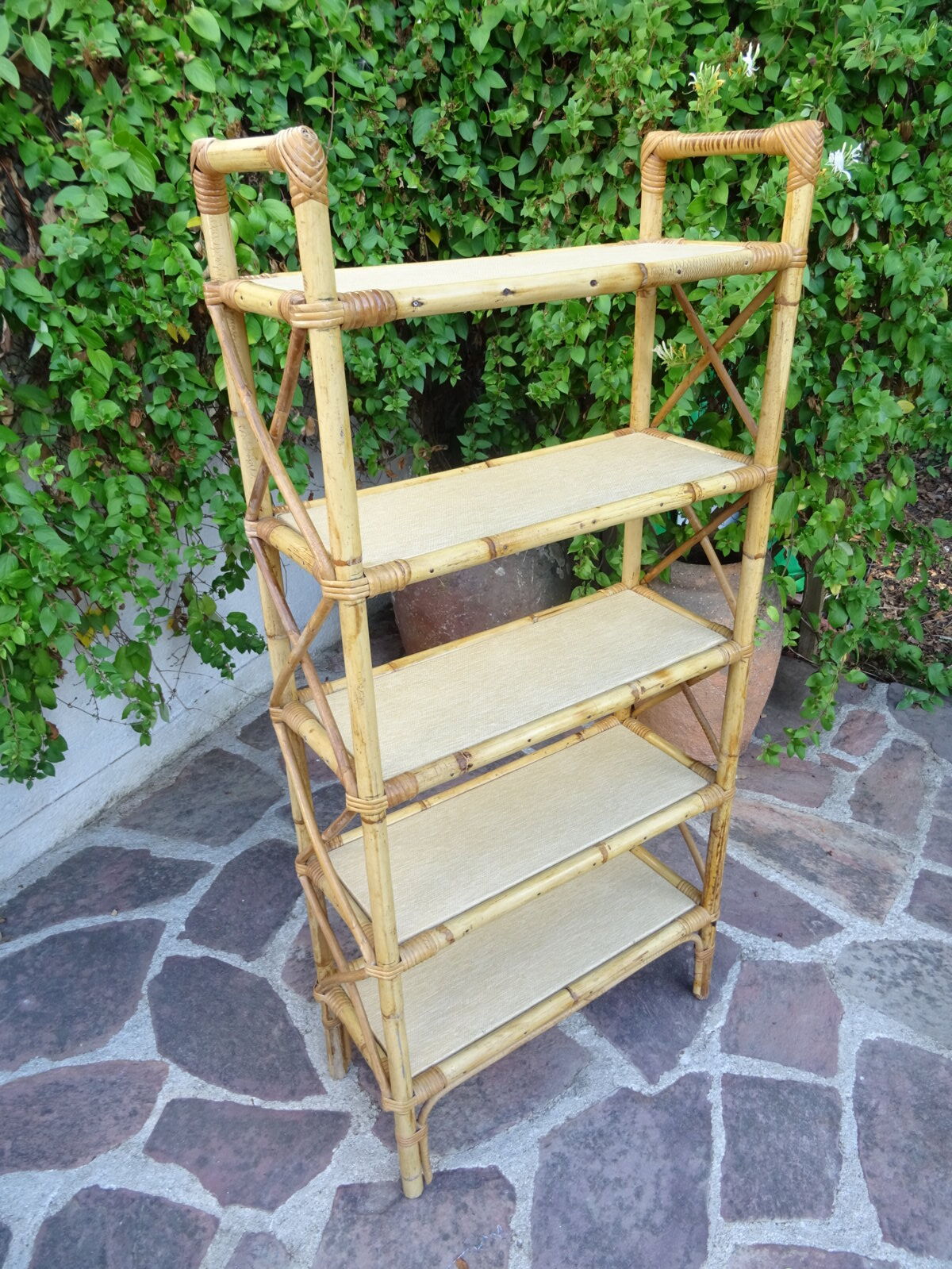 Rattan bookcase shelf 60s