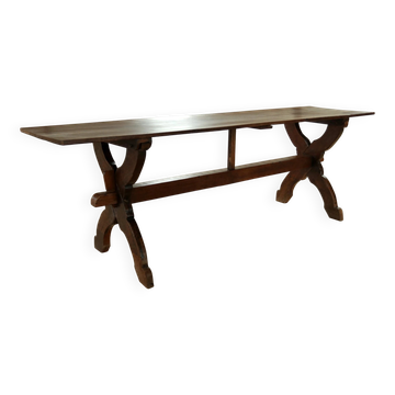 Table de réfectoire en chêne français du XVIIe siècle / table tréteau – 240 cm