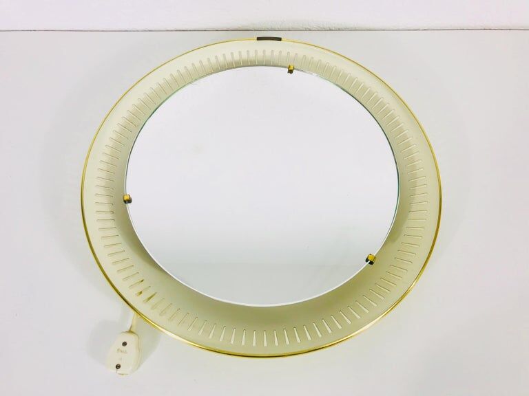 Metal mirror lit by Hillebrand, Germany, 1950s