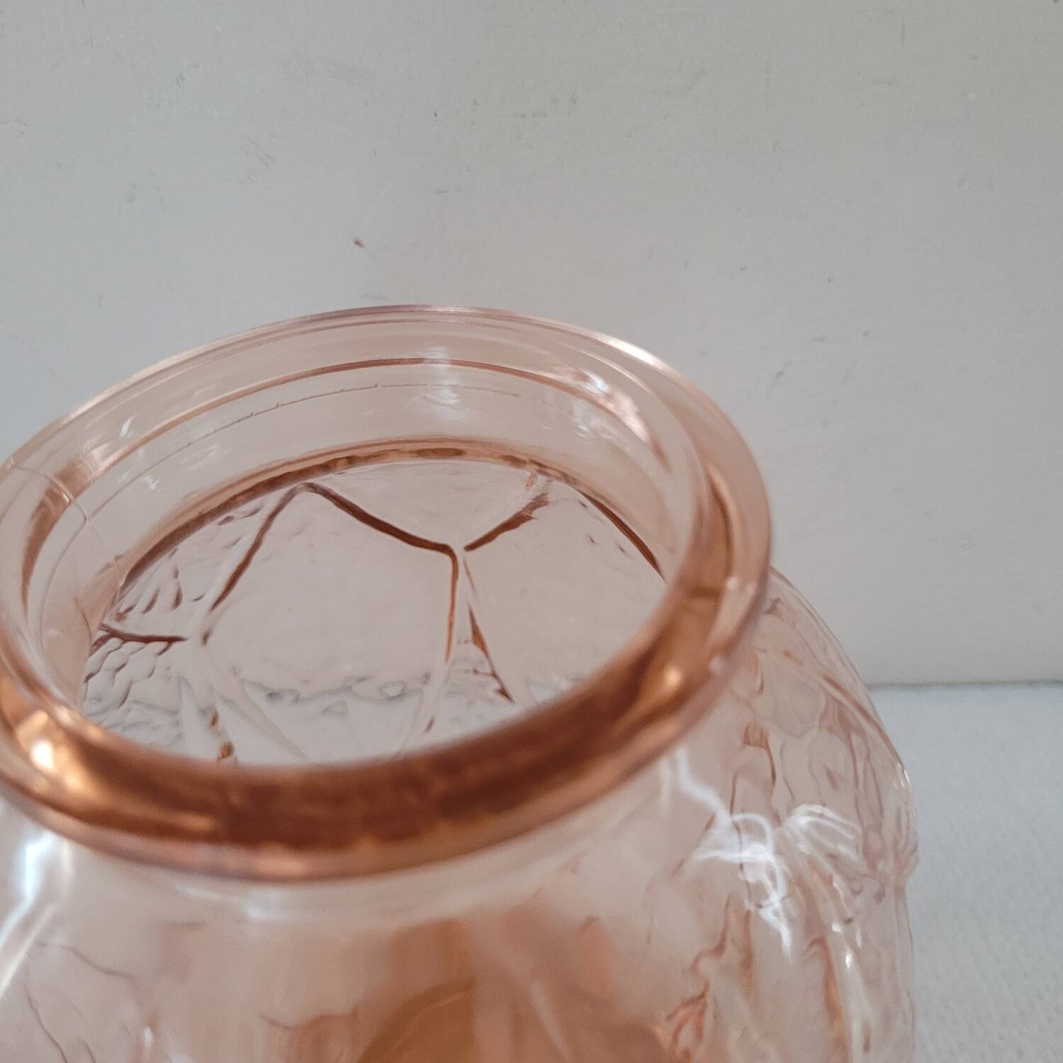 Molded pink glass vase – Art Deco style 1930s